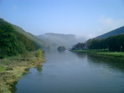 Blick Weser-aufwärts von der Brücke in Bad Karlshafen