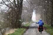 Im Schneetreiben entlang der Fischteiche