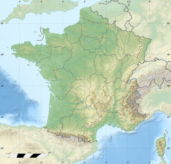 Physische Karte Frankreichs